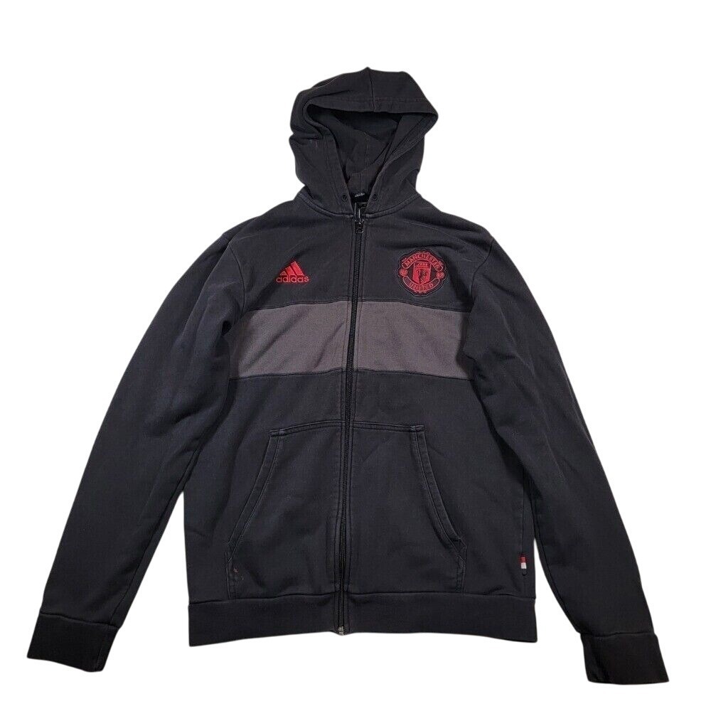 Adidas Manchester United Men Full Zip Hoodie Sz Large Black Football Club Soccer